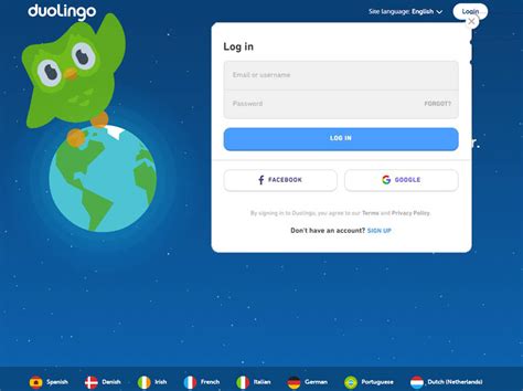 duolingo sign in page.